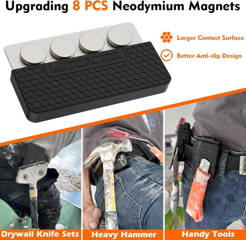 MUTUACTOR Magnetic Belt Clip Heav Duty, 2PCS Super Strong Tool Belt Tool Holster,Anti-Slip Rubber Coated Magnetic Belt Clip for Organizing Screwdrivers Hammers Wrenchs - Image 4